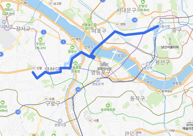 [서울] 603번버스 노선정보 : 신월동, 목동역, 이대목동병원, 홍대,신촌역, 서울역