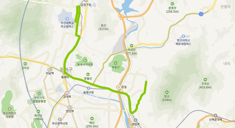 부산 144번버스 노선, 시간표 해운대구,동래역,부산대학교,장전역