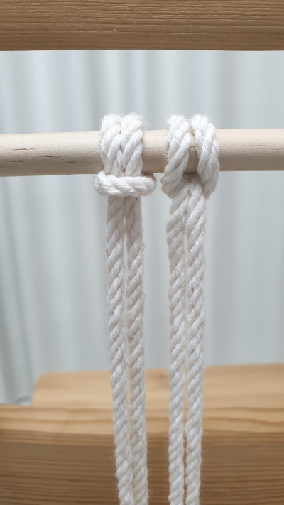 [맨손공예-마크라메] 마크라메 기본 매듭 lark's head knot(종달새 머리매듭)을 알아봅시다.