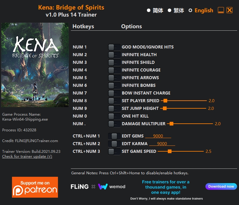 [트레이너] 한글판 케나 브릿지 오브 스피릿 최신 영문판 Kena Bridge of Spirits v1.0 Plus 14 Trainer