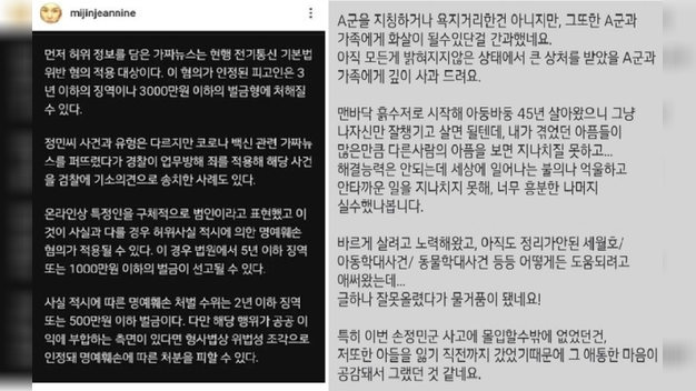 김미진, 故손정민 사건 언급해 논란…결국 사과 