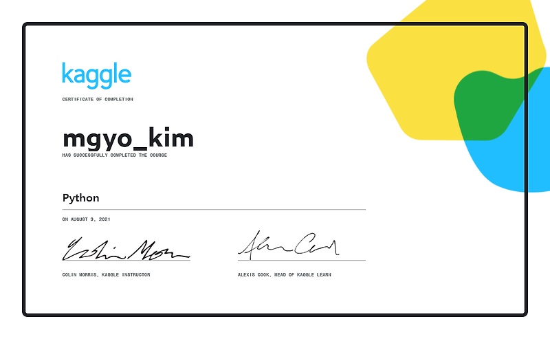 Kaggle python Course Certificate
