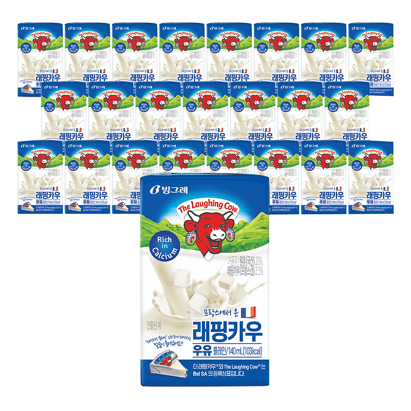 빙그레 래핑카우 우유 플레인, 140ml, 24개