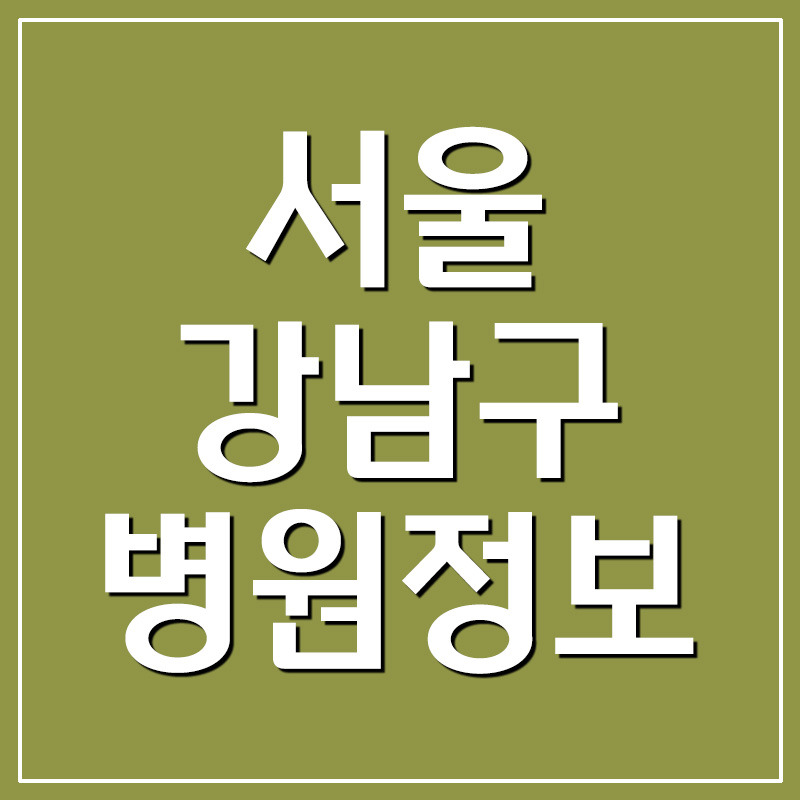 서울 강남구 병원 전화번호 및 주소