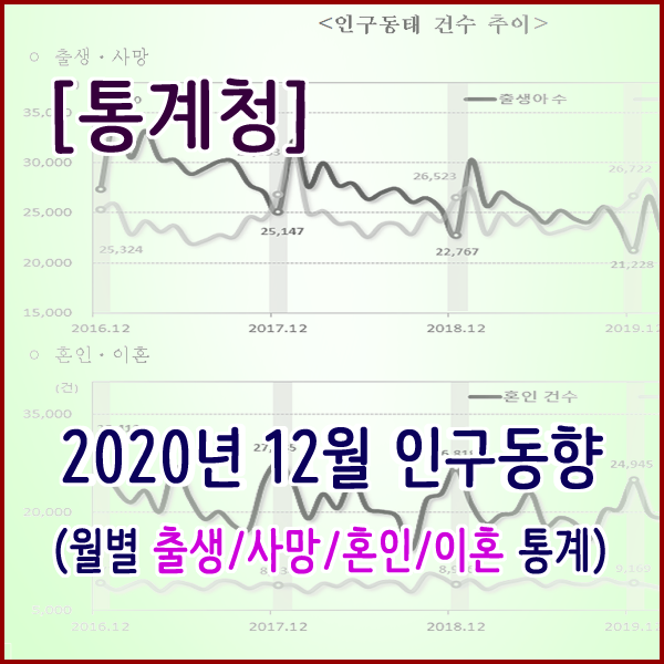 [통계청] 2020년 12월 인구동향(출생,사망,혼인,이혼)