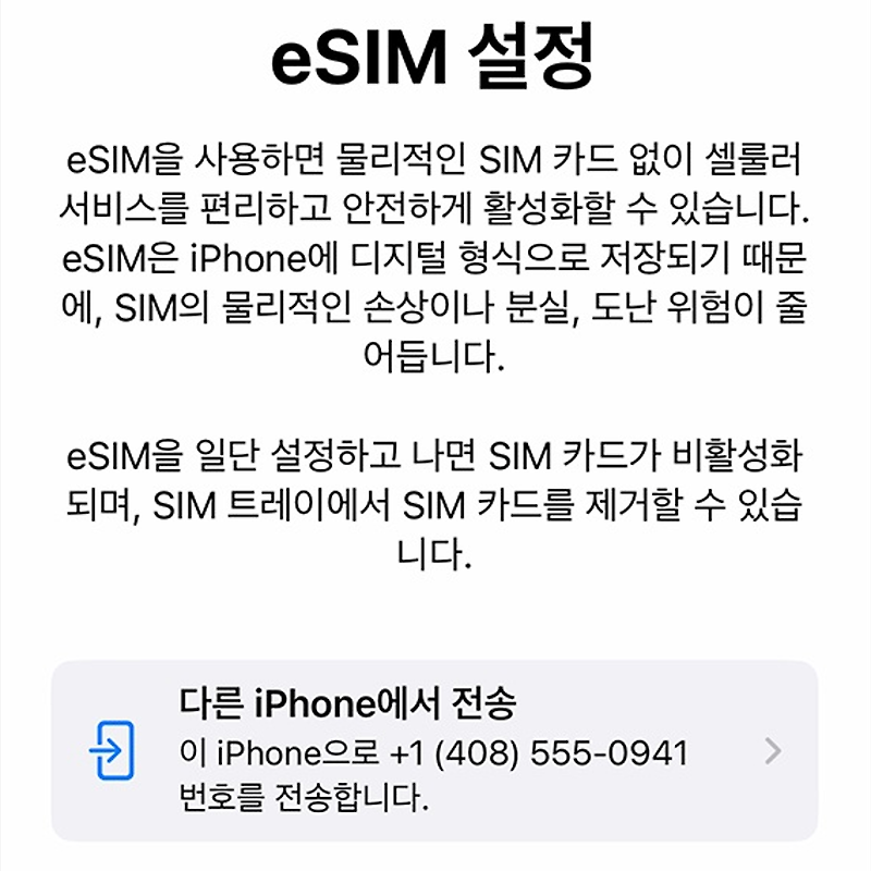 아이폰 eSIM 개통 및 세부 설정 방법