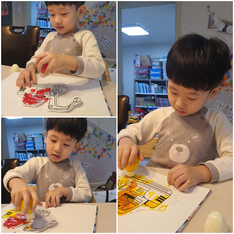 5살 아이 집콕놀이 그리기 풍선 포클레인 만들기