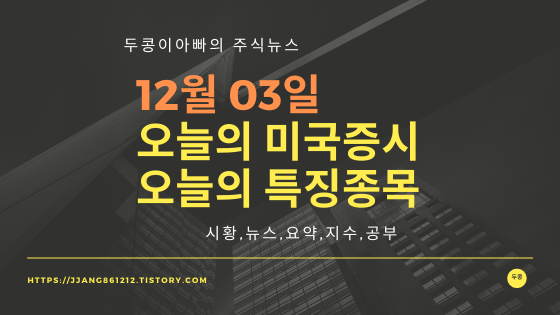 19년 12월 03일 미국주식,특징종목,섹터