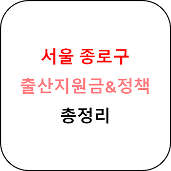 서울 종로구 출산장려금 및 지원정책 총정리