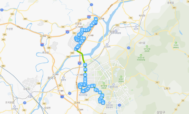 [시내]청주 710번 버스 노선 정보 : 오창, 과학단지, 시외버스터미널, 충북대학교