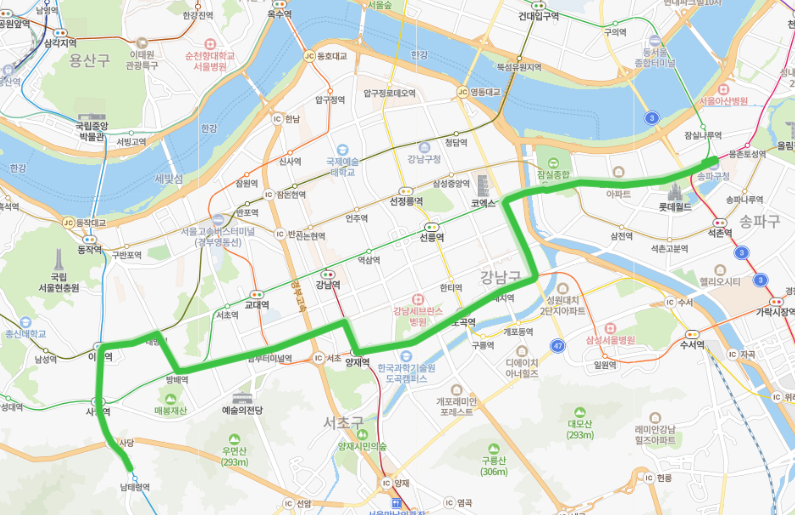[서울] 4319 버스 노선 정보 : 남태령역, 사당, 남부터미널, 양재, 잠실역, 삼성역