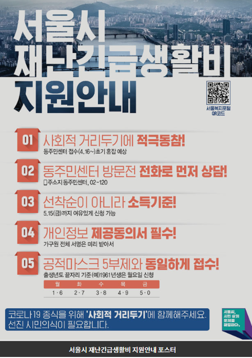 서울시 재난긴급생활비 신청 날짜