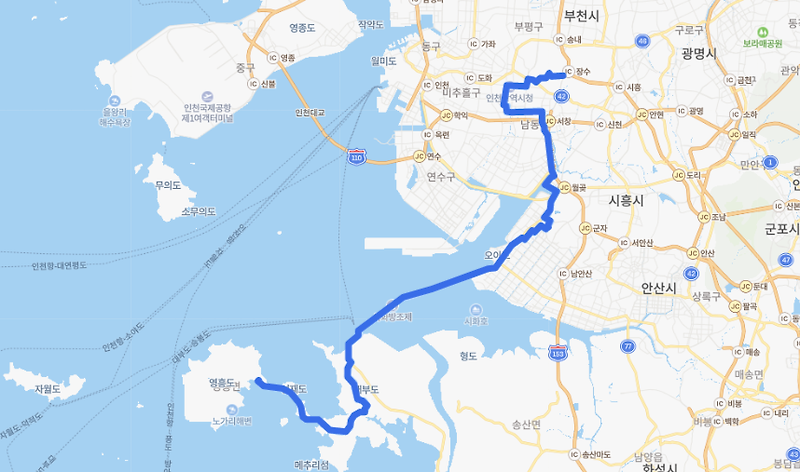 [시외좌석]인천 790번버스 노선 정보 : 옹진군청, 인천시청, 오이도역, 영흥도버스터미널