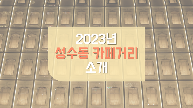 2023년 성수동 카페거리 핫플 인생사진 포토존 소개