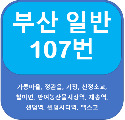 부산 107번 버스 노선 정보,  정관, 벡스코 ,센텀시티역