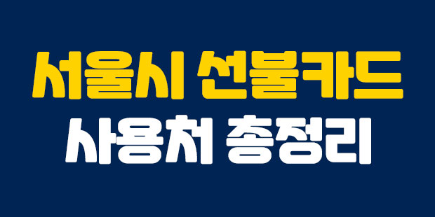서울시 선불카드 사용처 간단 정리