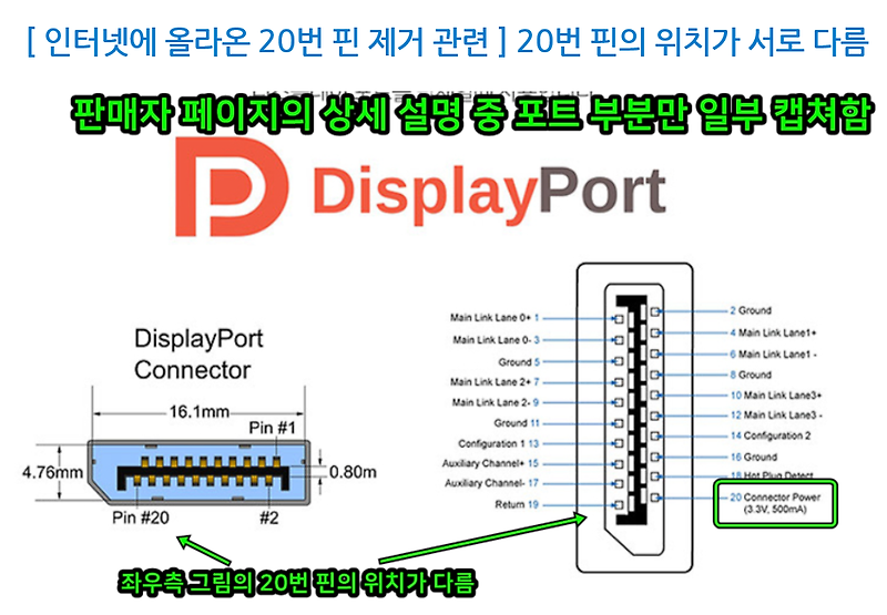 DP케이블 20핀문제