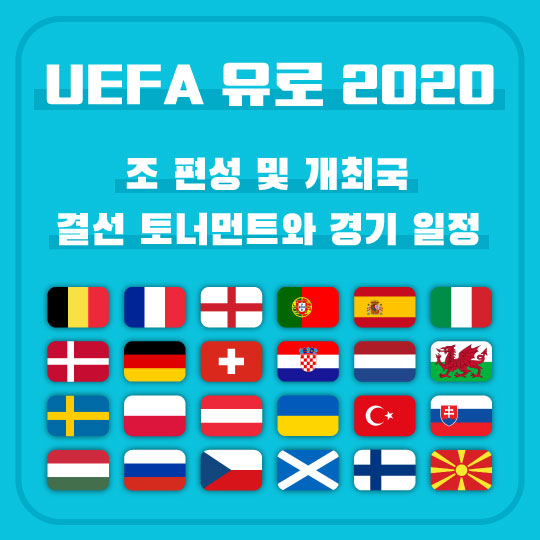 UEFA 유로 2020 조 편성 및 개최국, 결선 토너먼트와 경기 일정 요약