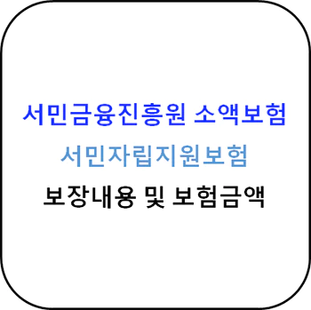 서민금융진흥원 소액보험 - 서민자립지원보험 상세정보