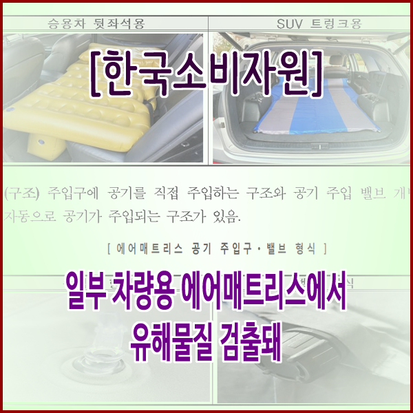 [한국소비자원] 일부 차량용 에어매트리스에서 유해물질 검출돼