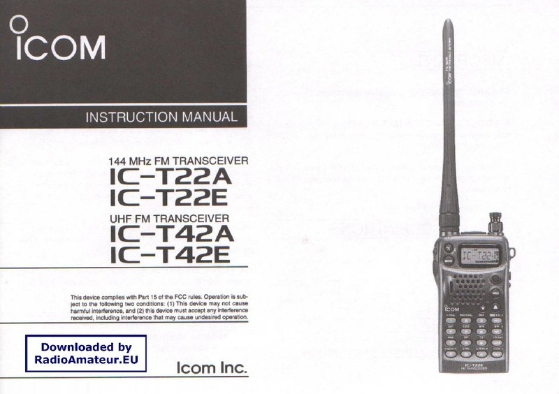아이콤 ICOM IC-T22A 한글 매뉴얼 사용설명서