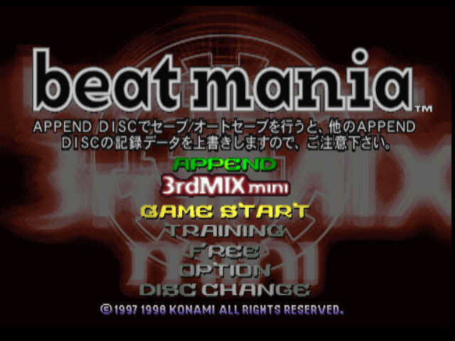 ビートマニアアペンド 3rdMIX MINI (플레이 스테이션 - PS - PlayStation - プレイステーション) BIN 파일 다운로드