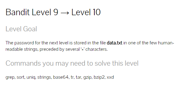 #7 Wargame bandit 5 (Level9 ~ Level11), string,base64명령어
