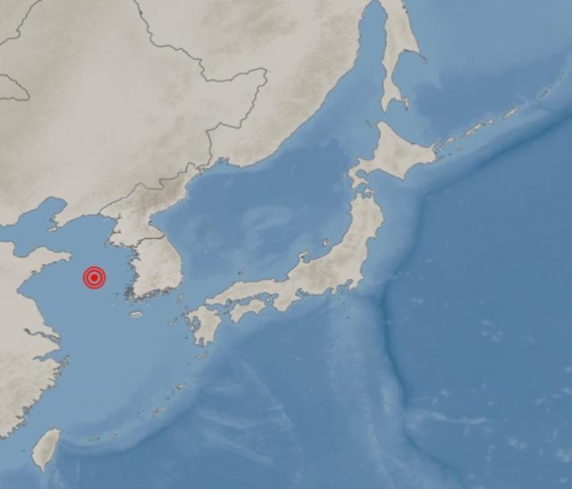 중국 칭다오 해역 지진