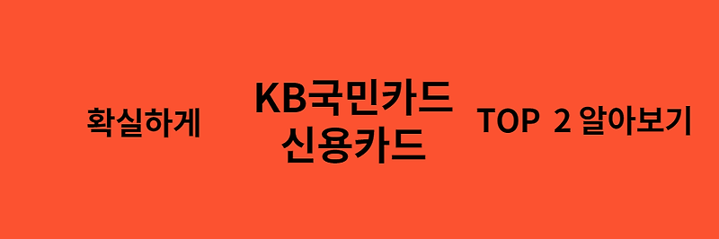 KB국민 신용카드 추천 TOP2 전격 발표!