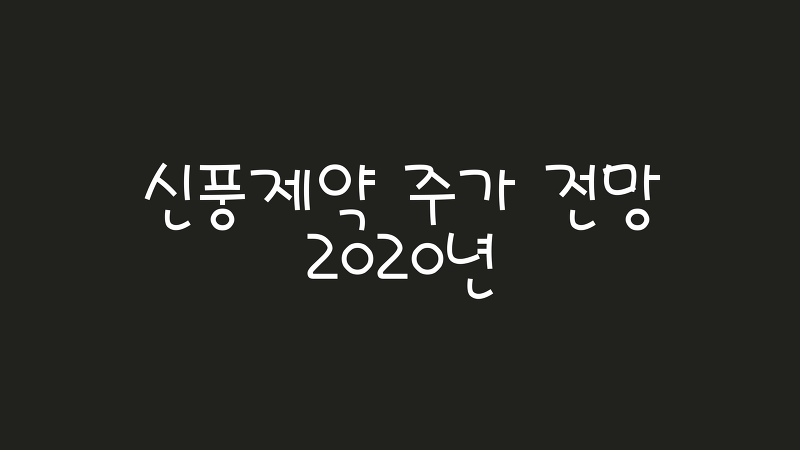 신풍제약 주가 2020년 전망