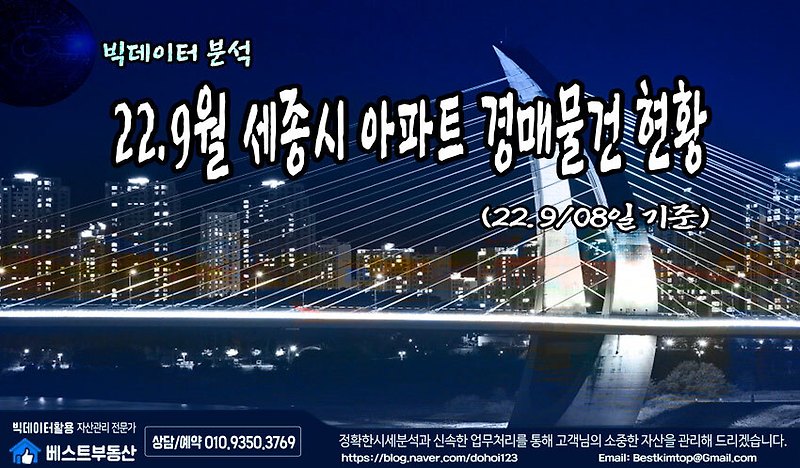 22.9월 세종시/대전시 아파트 경매물건 분석 !!!
