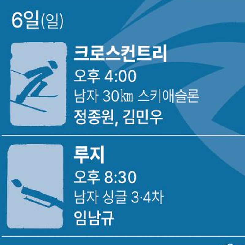[2022 베이징 올림픽] 6일 한국 선수 경기 일정
