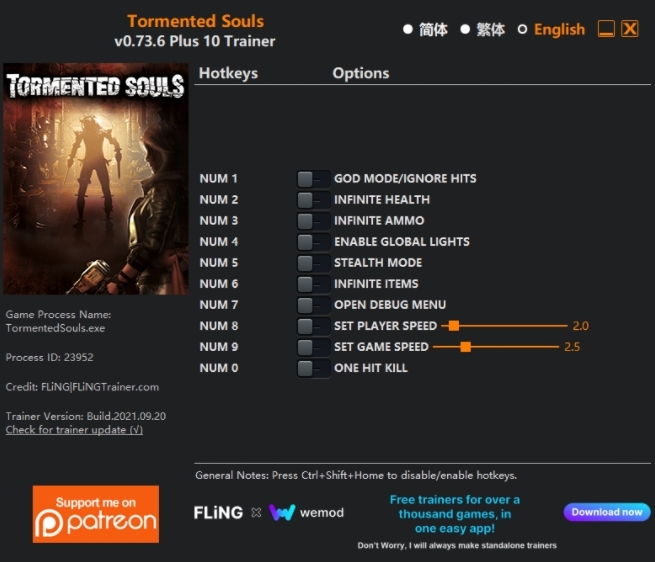 [트레이너] 한글판 토멘티드 소울즈 최신 영문판 Tormented Souls v0.73.6 Plus 10 Trainer