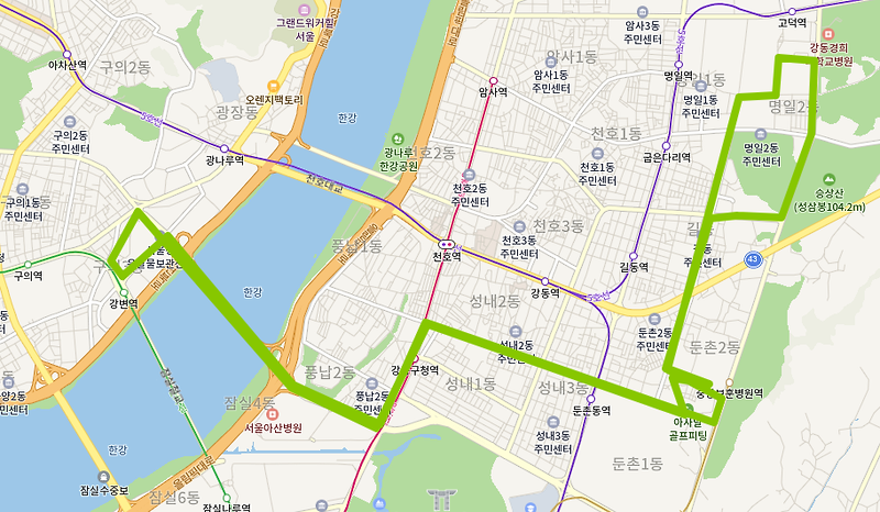 강동01번버스 노선, 시간표(길동, 둔촌동역, 강동구청역, 강변역)