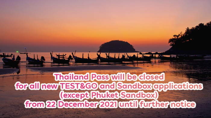 태국 오미크론 12월 22일 - ‘Test & Go’ 신규 접수 중지, 푸껫 샌드박스프로그램은 계속 시행