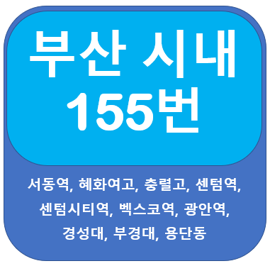 부산155번버스 노선, 시간표 안내 서동, 수영역, 부경대역