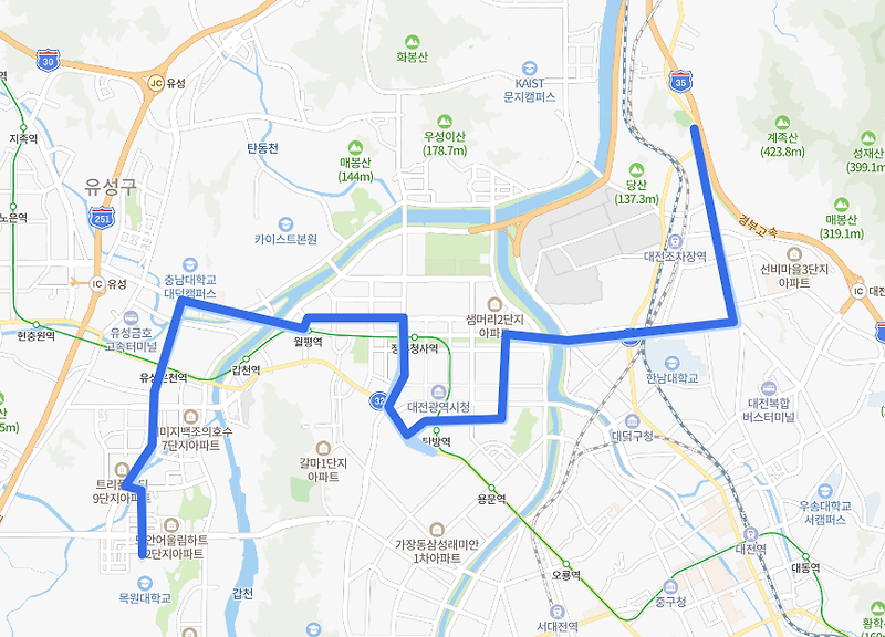 [대전] 706번버스 노선, 시간표 : 오정농수산물시장, 충남대, 목원대, 월평역, 유성온천역