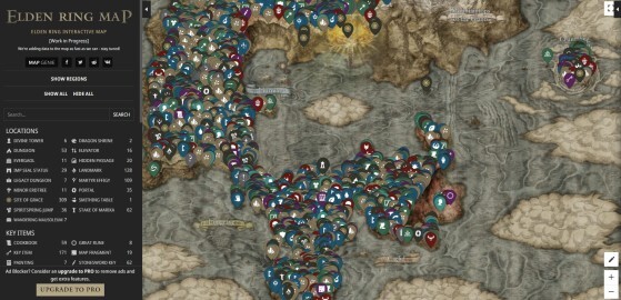 엘든링 맵 지도, 대화형 지도: PC, Android, iOS