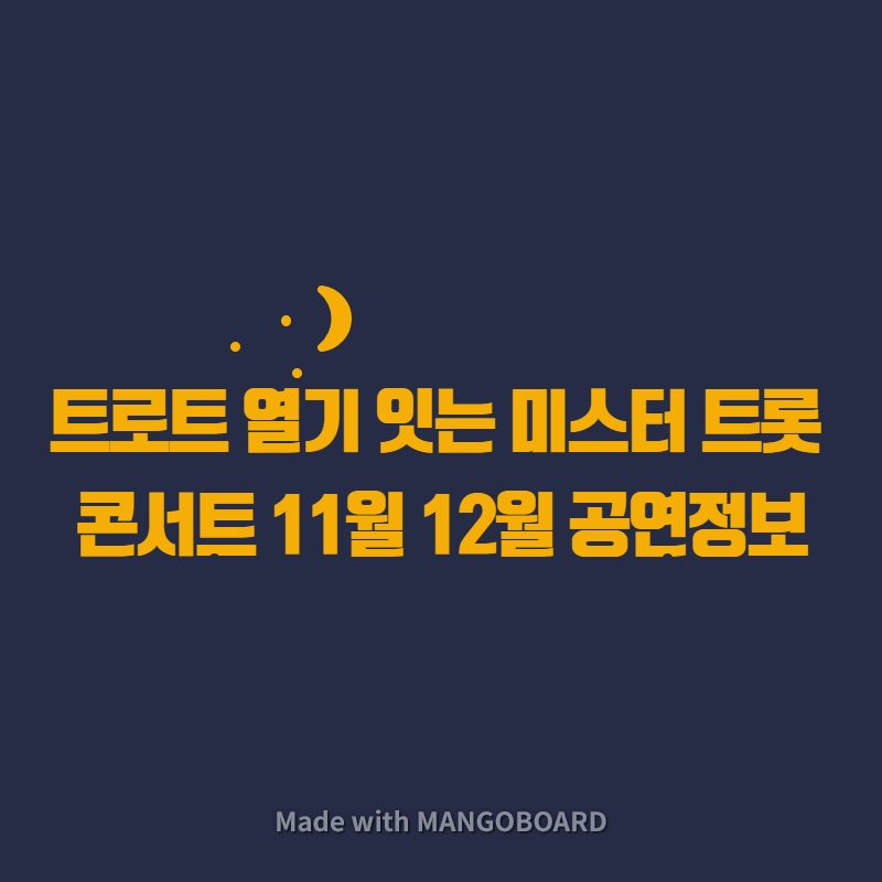 트로트 열기 잇는 미스터 트롯 콘서트 11월 12월 공연 정보