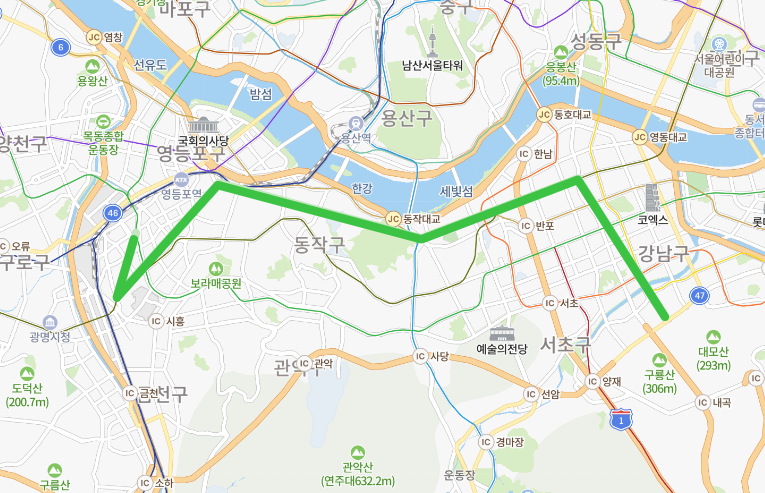[서울] 6411번 버스 노선, 시간표 : 신도림역, 대방역, 논현역, 선릉역,개포동