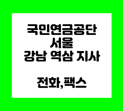 국민연금공단 강남 역삼 지사 전화번호