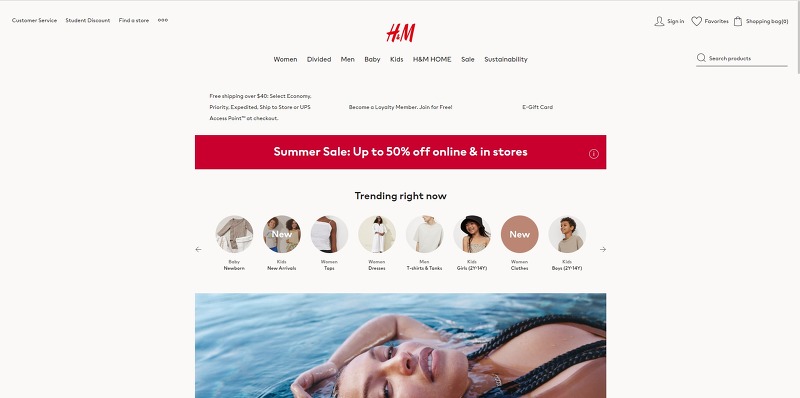 H&M 에이치엔엠 HNM 흐앤므 미국 공홈 여름 세일 최대 50프로 할인코드