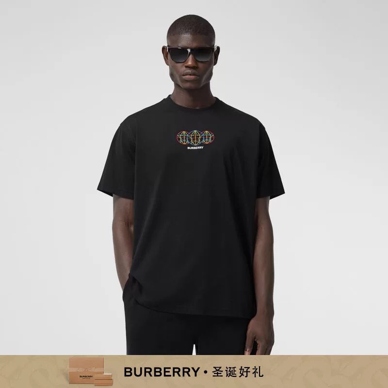 [BURBERRY] 버버리 엠브로이더리 글로브 그래픽 코튼 오버사이즈 반팔 티셔츠 80370851 (2 COLOR)