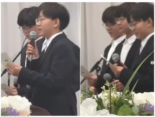 '슈돌 작가님 결혼식에서 축사하는 삼둥이' 영상 대한 민국 만세 근황