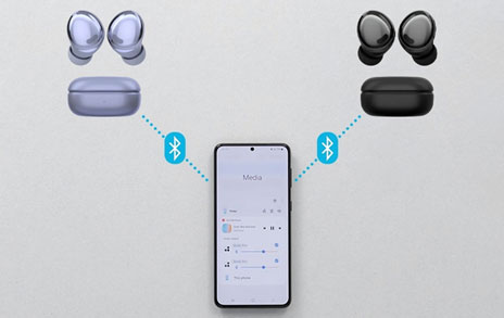 갤럭시 디바이스에서 듀얼오디오 사용하기, 핸드폰에 블루투스 기기 2대 연결 방법