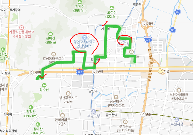 [인천] 588번버스 노선정보 : 청천동, 작전역, 계산역, 계양경찰서