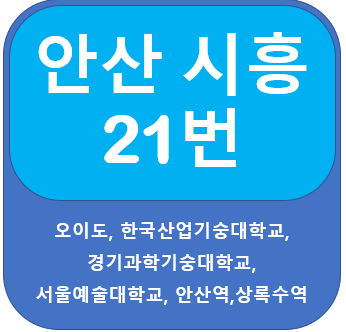 안산 21번 버스 노선 안내(시흥, 안산역, 오이도)