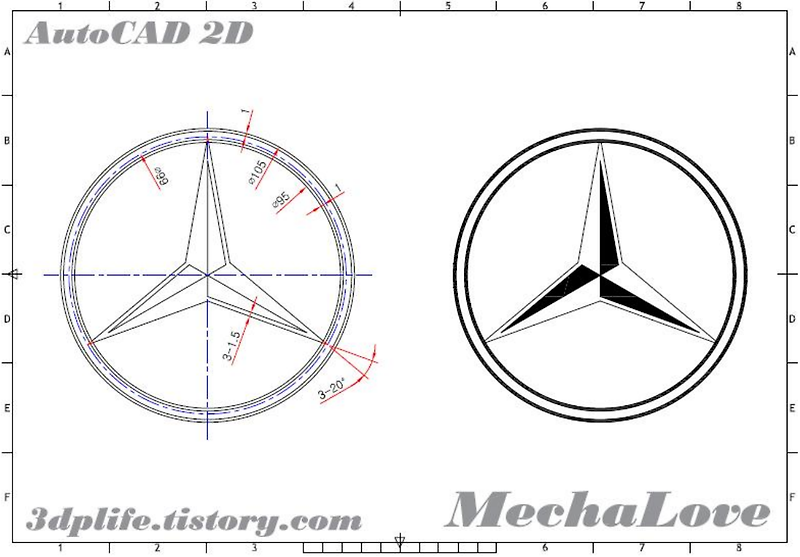 오토캐드로 벤츠(Benz) Logo 그려보기 - 0015