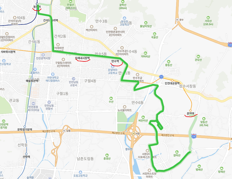 [인천] 535번버스 시간표,  노선 정보 : 남동구청역, 만수역, 모래내시장역, 동암역, 인천교통공사