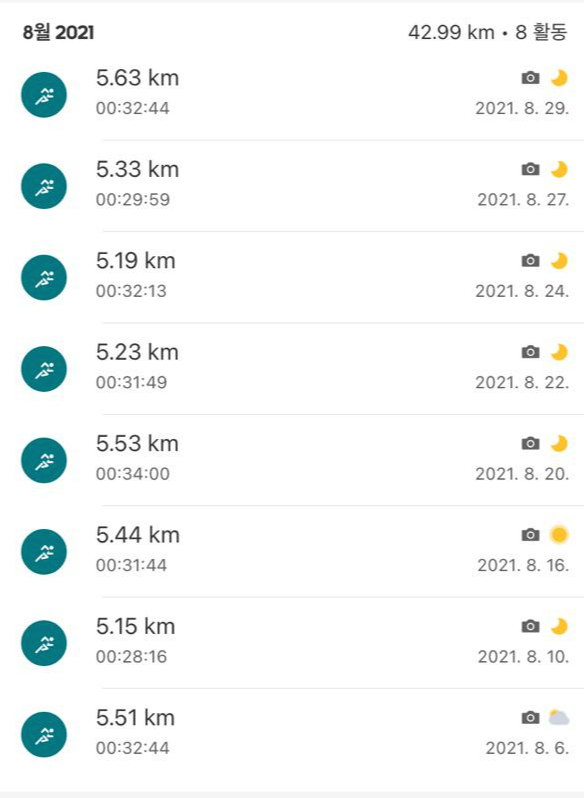 20km 달리기 도전 - 1주차